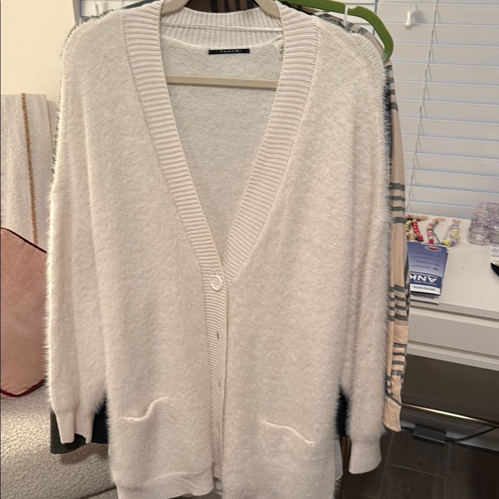 Tahari Soft Cream Cardigan Sweater